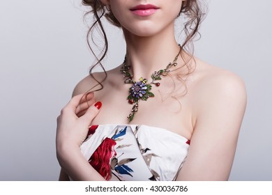 Jewellery On A Girl. Jewelry As A Flower On A Girl