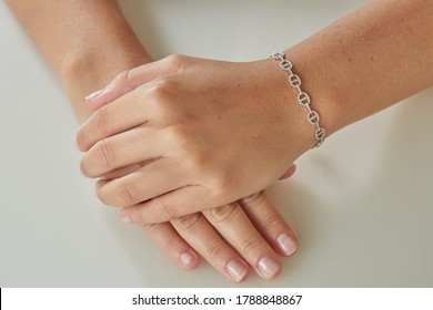 Jewellery Woman. Diamond Bracelet On Woman