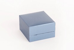 Jewelry Box On White Background. Blue Color Jewelry Box Closed. Mockup.