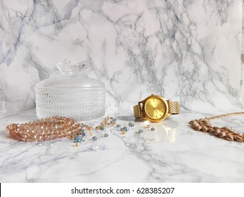 Jewelry On The Marble Table