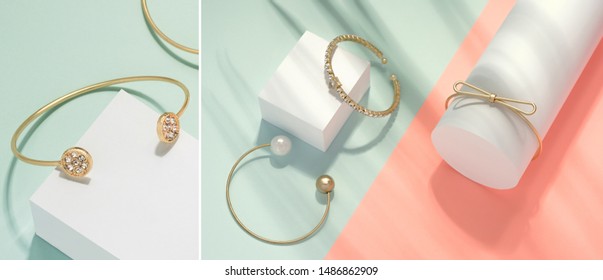 Slanted Jewelry Photography Collage On Bright Stock Photo 1486862900 ...