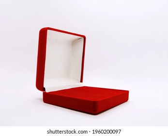 jewelry red box squared red velvet left side view view watch necklace mockup