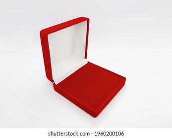 Jewelry Red Box Squared Red Velvet 45º View Watch Necklace Mockup