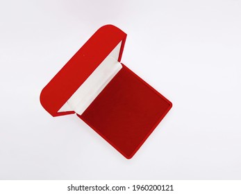 Jewelry Red Box Squared Red Velvet Top View Watch Necklace Mockup