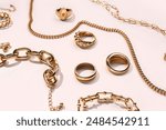 Jewelry refers to decorative items worn for personal adornment, such as necklaces, rings, bracelets, earrings, brooches, and anklets. 