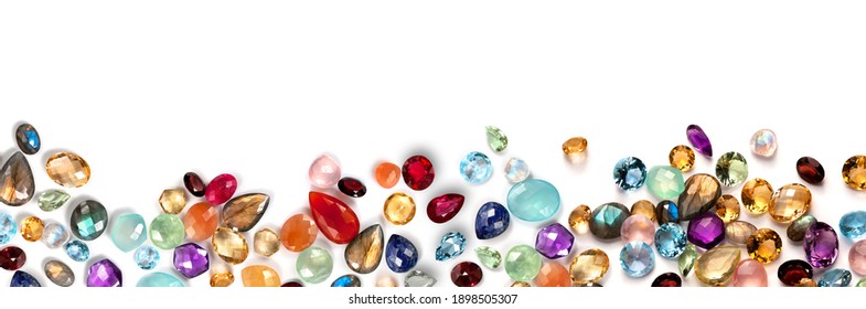 Jewels As Background. Jewelery Texture. . Necklace Earrings Bracelet Pearls Gemstones As Background