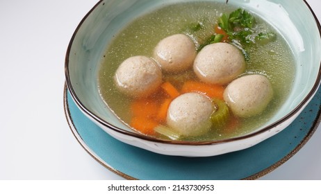 Jewish Chicken Broth With Kneidlach (balls Made With Matzo Meal)Matzo Ball Soup