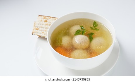 Jewish Chicken Broth With Kneidlach (balls Made With Matzo Meal)Matzo Ball Soup