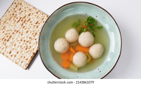 Jewish Chicken Broth With Kneidlach (balls Made With Matzo Meal)Matzo Ball Soup