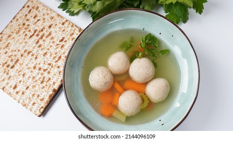 Jewish Chicken Broth With Kneidlach (balls Made With Matzo Meal)Matzo Ball Soup