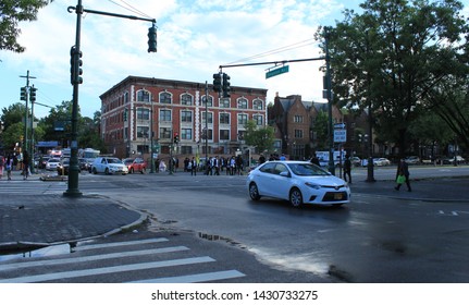 Jewish Community Showing Chabad Lubavitch Headquarters Open 
1920 And Jewish Dwellings Along Eastern Parkway In Crown Heights Brooklyn With 3 Train Station And People Out And About NY June 20 2019