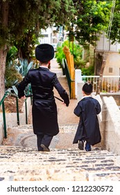 A Jewish Family Walks On The Sabbath,Haifa.Israel.  1 October 2018