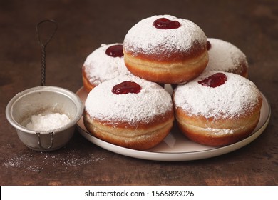 Jewish Holiday Hannukah Symbols - Donuts With Jam