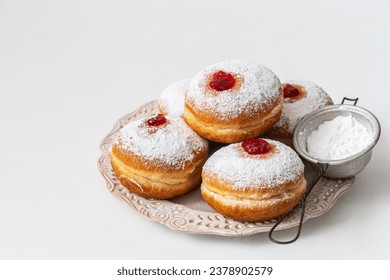 Jewish holiday hannukah symbols - donuts with jam