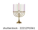 Сoncept of Jewish holiday, Hanukkah, Hanukkah accessories, isolated on white background