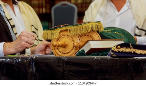 Jewish Man Dressed In Ritual Clothing Family Man Mitzvah Jerusalem Torah Scrolls