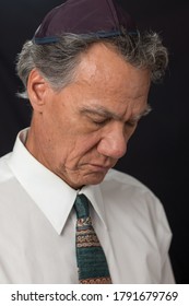 Jewish Man Rabbi, Praying While Wearing His Yamaka