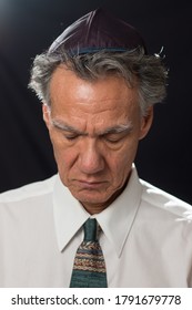 Jewish Man Rabbi, Praying While Wearing His Yamaka