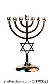 Jewish Menorah Isolated On White Background