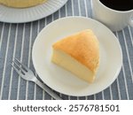 Jiggly Japanese Cotton Cheesecake on a plate