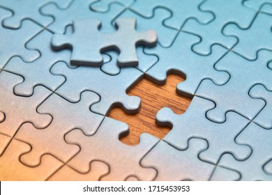 Jigsaw puzzle background, one last piece missing only, easy task