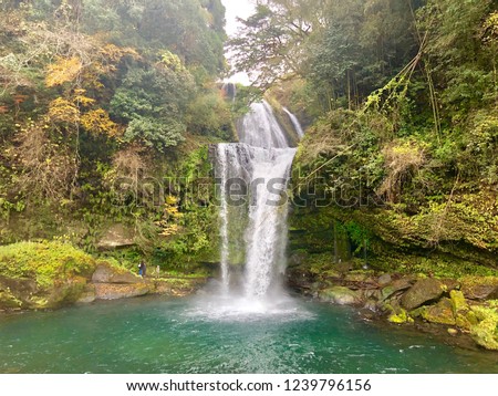 Jionnotaki(Jion-waterfall): Two stage waterfall.It is also called 'reverse side waterfall',and you can see the back side of a falling water that fall from the promenade which goes downtown. Stock photo © 