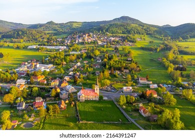 Jiretin and Jedlova Mountain view from above - Shutterstock ID 2164391247