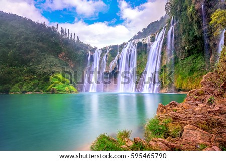 Jiulong waterfall in Luoping, China.