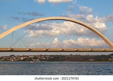 JK Bridge At Paranoá Lake, In Brasília Sunset