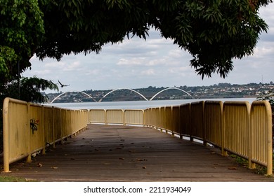 JK Bridge Over Paranoá Lake In Brasilia City Brazil