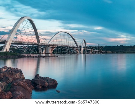 JK Bridge and Paranoa Lake in Brasilia, Brazil.