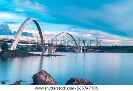 JK Bridge and Paranoa Lake in Brasilia, Brazil.