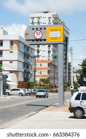 Joao Pessoa, Brazil. November 29, 2010: Automatic Speed Enforcement Gantry In Street