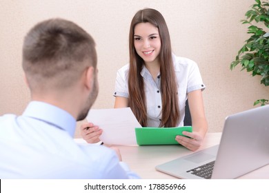Job applicant having interview