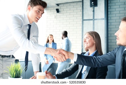 Job Applicant Having Interview. Handshake While Job Interviewing