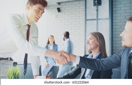 Job Applicant Having Interview. Handshake While Job Interviewing