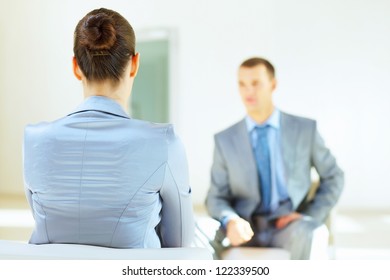 Job applicant having an interview in the office