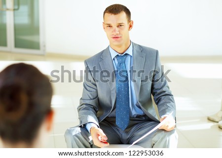 Job applicant having an interview in the office