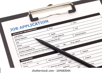 Job application form with pencil isolated on white background - Shutterstock ID 169683044