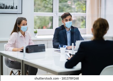 Job Business Interview In Office With Face Mask