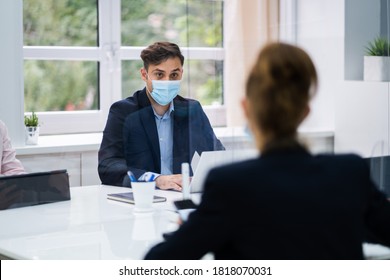 Job Business Interview In Office With Face Mask