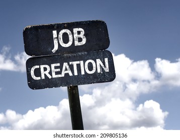 Job Creation Sign With Clouds And Sky Background