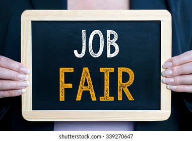 Job Fair - Woman Holding Chalkboard With Text