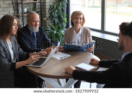 Job interview with the employer, business team listen to candidate answers.