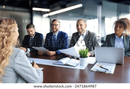 Job interview with the employer, businessman listen to candidate answers