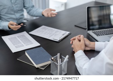 Job interview, Employer or recruiter is interviewing and taking the applicant's work history, Specialized Functional Ability Test, Business conversation, Manager resource employment and recruitment. - Shutterstock ID 2174947717
