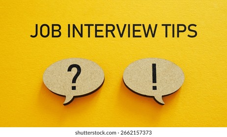 Job Interview preparation is shown using a text Job Interview Tips