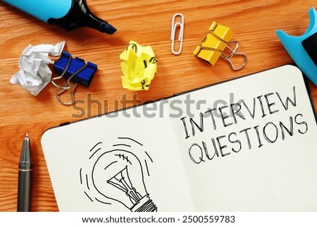 Job Interview preparation is shown using a text interview questions