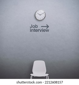 Job Interview Waiting Room With Directory Sign And Empty Chair