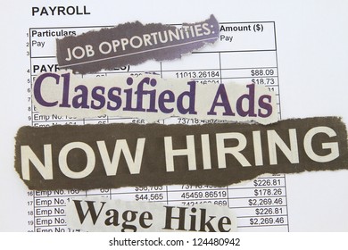 Job Payroll With Newspaper Cut Out Concept